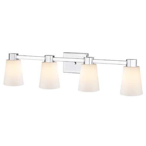 Design Classics Lighting 4-Light White Glass Bathroom Vanity Light Chrome 2104-26 GL1055