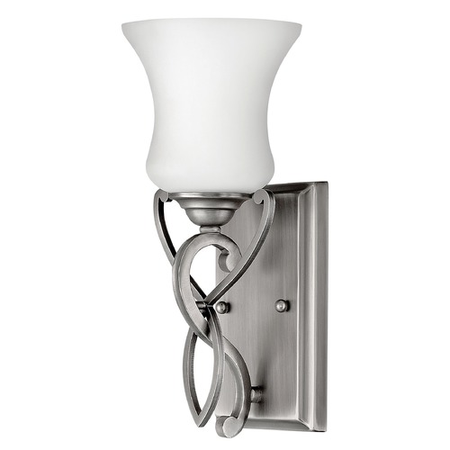 Sconce with White Glass in Antique Nickel by Hinkley Lighting