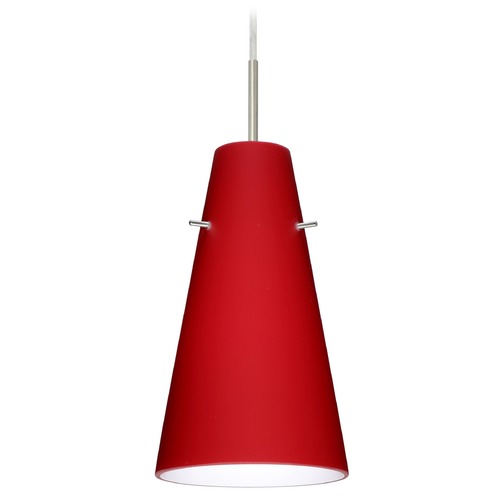 Besa Lighting Cierro Satin Nickel LED Mini-Pendant Light with Conical Shade
