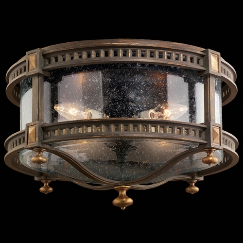 Seeded Glass Flush Mount Brown and Gold Highlights Fine Art Lamps