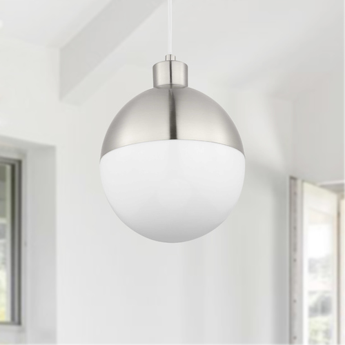 Globe LED Pendant in Brushed Nickel by Progress Lighting