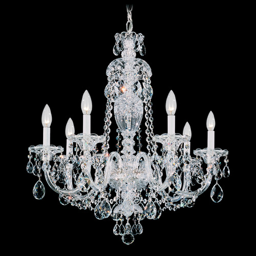 Schonbek Worldwide Lighting Sterling Polished Silver Crystal Chandelier