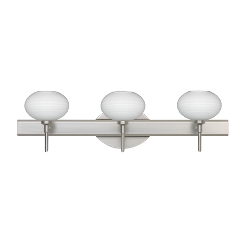 Modern Bathroom Light White Glass Satin Nickel by Besa Lighting