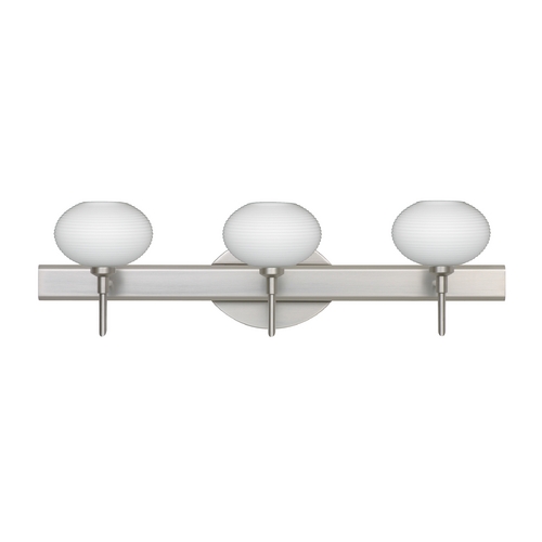 Besa Lighting Modern Bathroom Light White Glass Satin Nickel by Besa Lighting 3SW-561207-SN