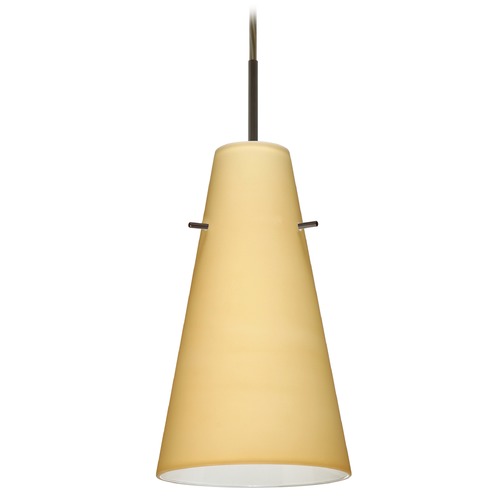 Besa Lighting Cierro Bronze LED Mini-Pendant Light with Conical Shade