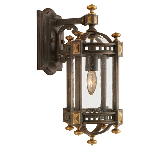 Seeded Glass Outdoor Wall Light Brown and Gold Highlights Fine Art Lamps