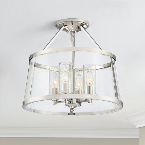 Barlow Semi-Flush in Polished Nickel by Quoizel Lighting