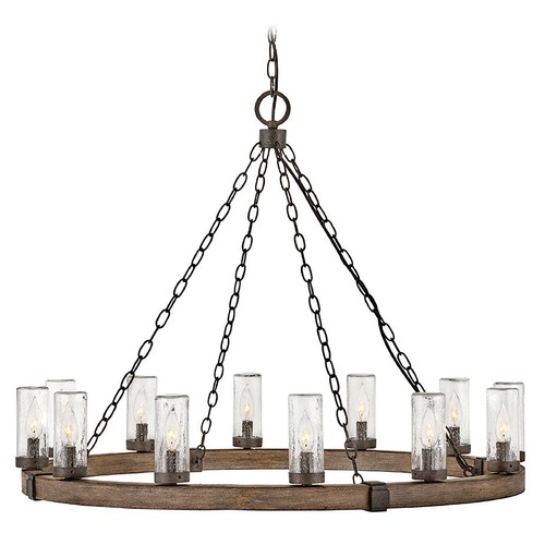 Sawyer 12-Light Sequoia & Iron Rust Outdoor Chandelier by Hinkley Lighting