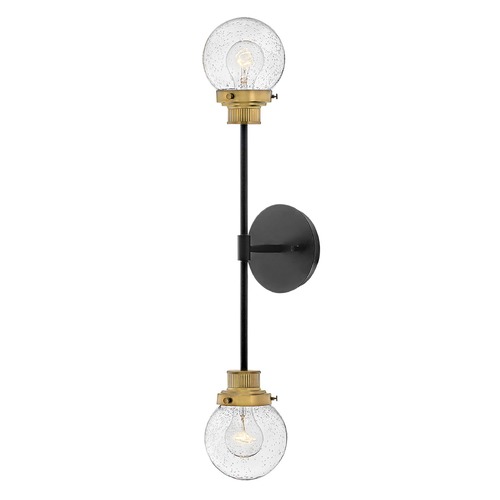 Hinkley Poppy Two-Light Sconce in Black & Heritage Brass by Hinkley Lighting 40692BK