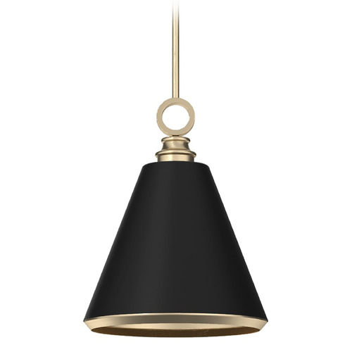 Hunter Fan Company Klein Alturas Gold & Flat Matte Black Pendant Light with Conical Shade