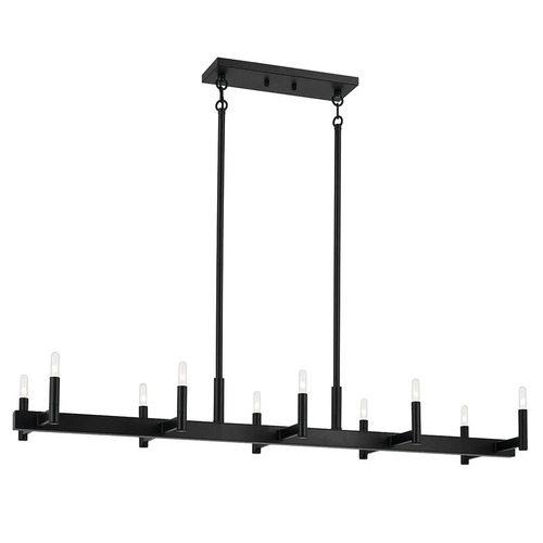 Erzo 10-Light Linear Chandelier in Black by Kichler Lighting