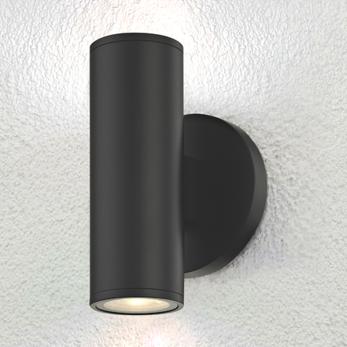 LED Black Outdoor Wall Light Cylinder Up / Down 3000K