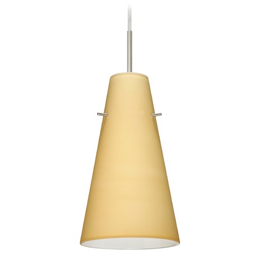 Besa Lighting Cierro Satin Nickel LED Mini-Pendant Light with Conical Shade