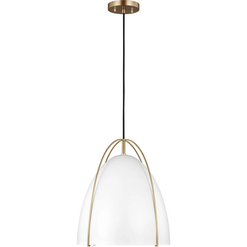 Norman 13.38-Inch Pendant in Satin Brass by Visual Comfort Studio
