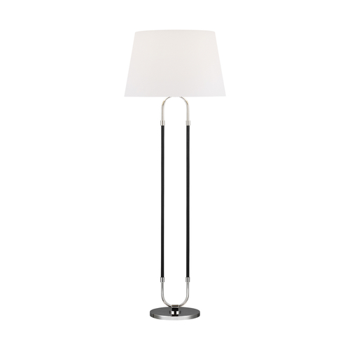 Visual Comfort Studio Collection Lauren Ralph Lauren Katie Polished Nickel & Black Leather LED Floor Lamp by Visual Comfort Studio LT1031PN1