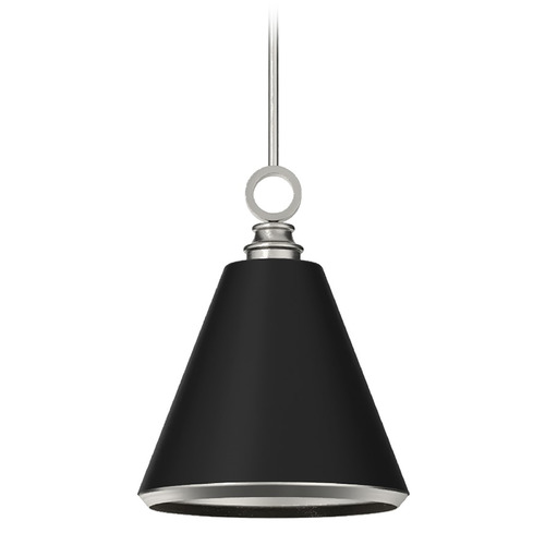 Hunter Fan Company Klein Brushed Nickel & Flat Matte Black Pendant Light with Conical Shade