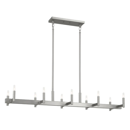 Erzo 10-Light Linear Chandelier in Satin Nickel by Kichler Lighting