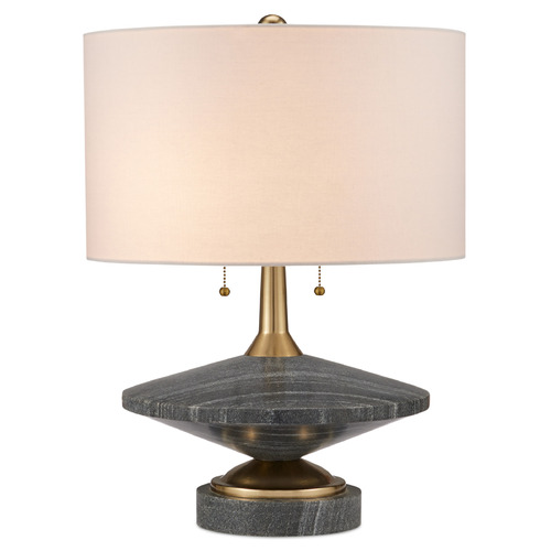 Currey and Company Jebel Natural / Brushed Brass Table Lamp with Drum Shade