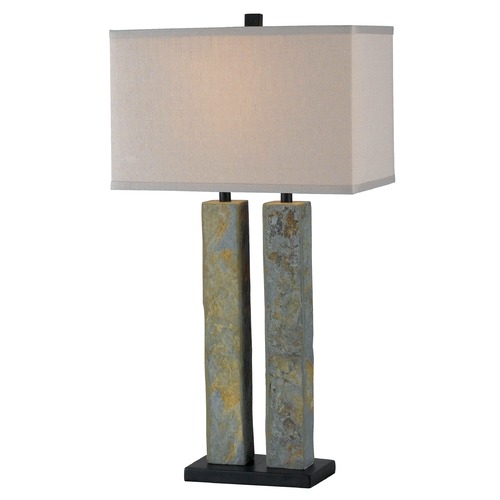 Kenroy Home Lighting Modern Table Lamp with Beige / Cream Shade in Natural Slate Finish 21039SL