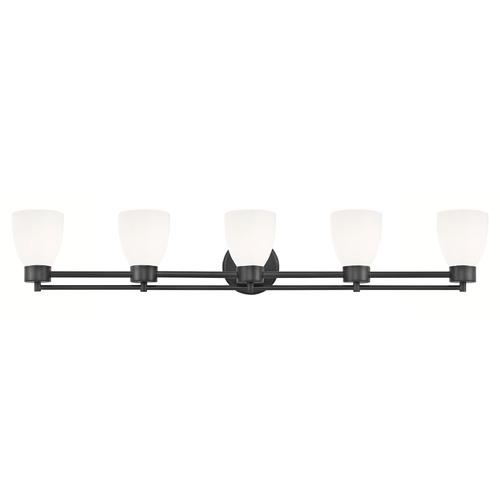 Modern Bathroom Light White Glass Black 5 Lt