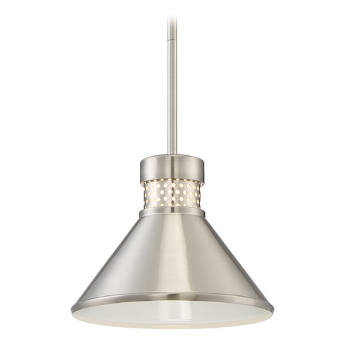 Doral Brushed Nickel & White LED Pendant by Nuvo Lighting
