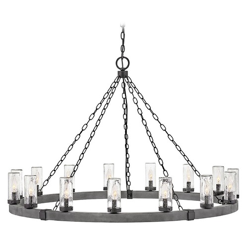 Hinkley Sawyer 15-Light Aged Zinc & Distressed Black Outdoor Chandelier by Hinkley Lighting 29209DZ