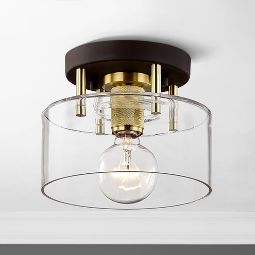 Troy Lighting Bergamot Station 8.50-Inch Bronze and Brass Semi-Flush by Troy Lighting C7540-BRZ/BBA