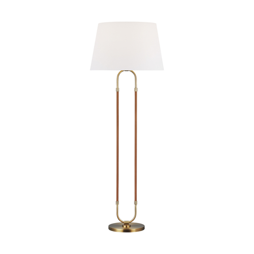 Visual Comfort Studio Collection Lauren Ralph Lauren Katie Time Worn Brass & Saddle Leather LED Floor Lamp by Visual Comfort Studio LT1031TWB1