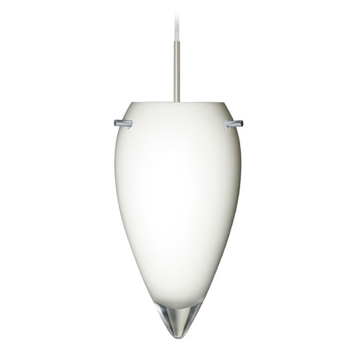 Besa Lighting Besa Lighting Juli Satin Nickel LED Mini-Pendant Light with Teardrop Shade 1JT-412506-LED-SN