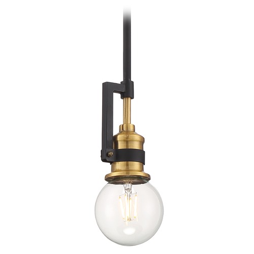 Intention Warm Brass & Black Mini Pendant by Nuvo Lighting