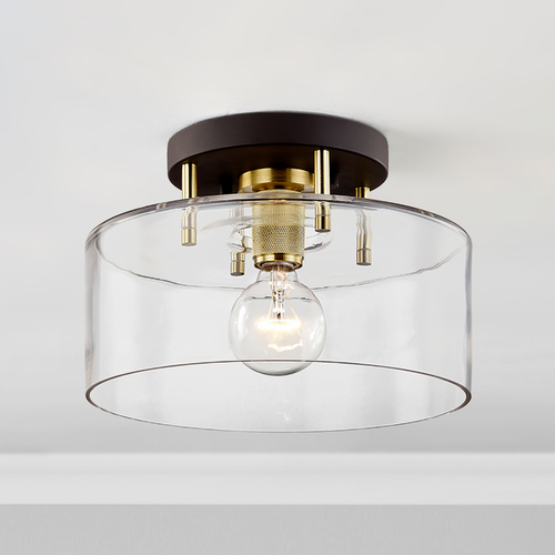Bergamot Station 12.25-Inch Bronze and Brass Semi-Flush Mount by Troy Lighting