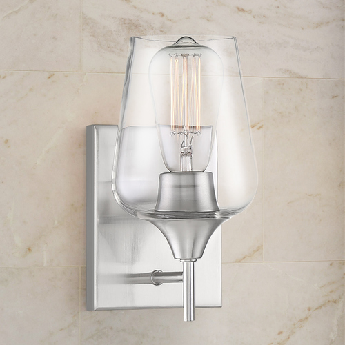 Savoy House Octave Wall Sconce in Satin Nickel with Clear Glass 9-4030-1-SN