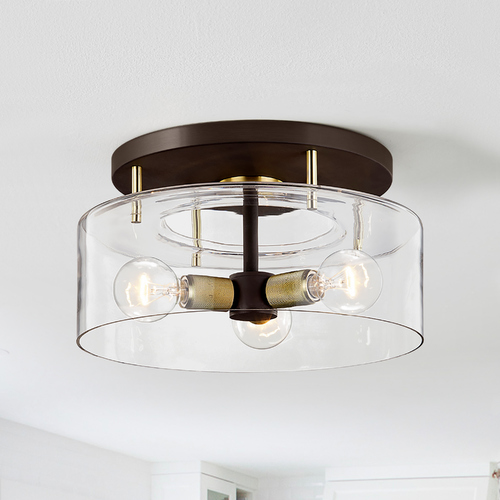 Bergamot Station 17-Inch Bronze and Brass Semi-Flush Mount by Troy Lighting