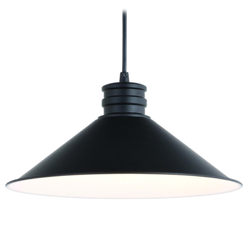 Vaxcel Lighting Akron Oil Rubbed Bronze & Matte White Pendant Light with Conical Shade