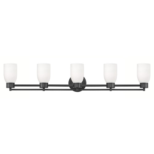 Modern Bathroom Light White Glass Black 5 Lt