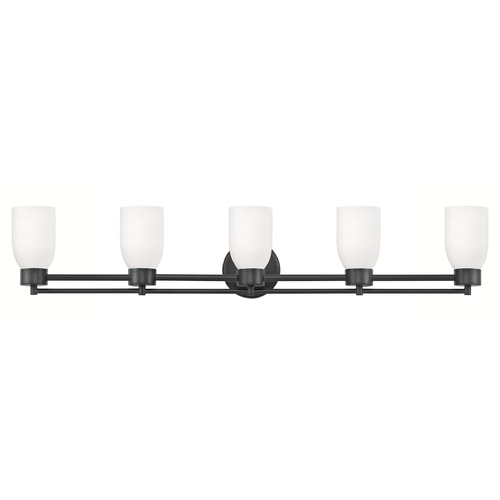 Design Classics Lighting Modern Bathroom Light White Glass Black 5 Lt 706-07 GL1028D