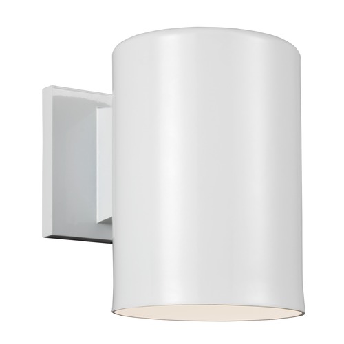 Cylindrical LED Outdoor Wall Light in White by Visual Comfort Studio