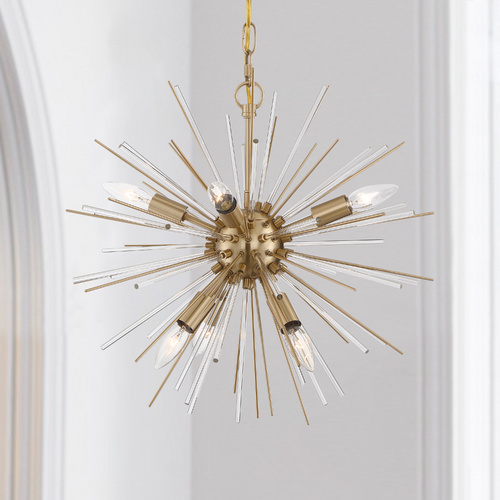 Cirrus Vintage Brass Chandelier by Nuvo Lighting