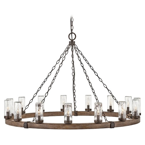Sawyer 15-Light Sequoia & Iron Rust LED Outdoor Chandelier 2700K by Hinkley Lighting