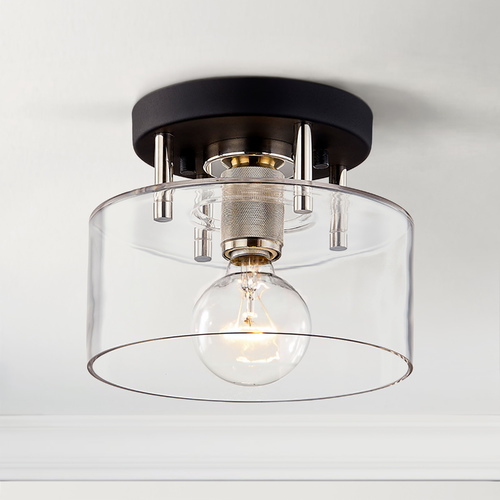 Bergamot Station 8.50-Inch Carbide Black & Polished Nickel Semi-Flush Mount by Troy Lighting