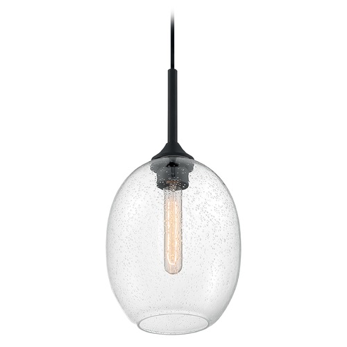 Aria Matte Black Pendant with Oval Shade by Satco Lighting