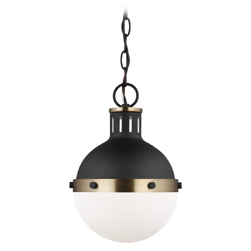 Visual Comfort Studio Hanks Midnight Black / Satin Brass LED Pendant Light with Bowl / Dome Shade