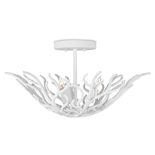 Currey and Company Lighting Currey and Company Ian Thornton Snowfall Gesso White Semi-Flushmount Light 9000-1124