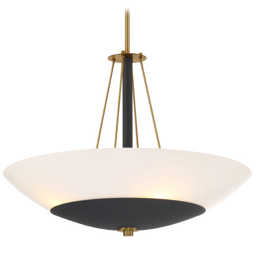Minka Lavery Bax Sand Coal & Soft Brass Pendant Light with Bowl / Dome Shade