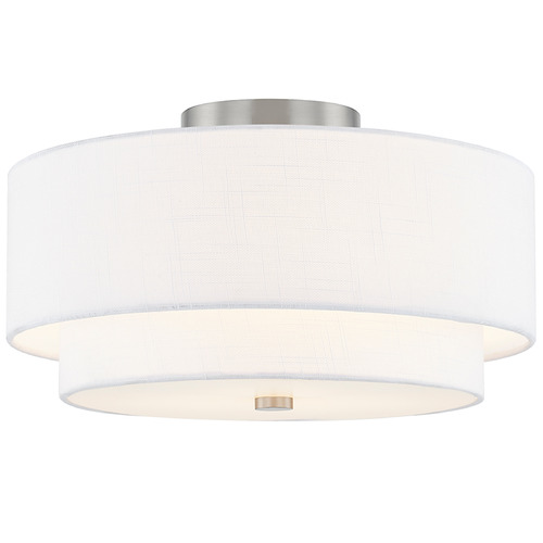 Justice Design Group Justice Design Classic 15 Inch Tiered Drum Semi Flush White FAB-9772-WHTE-NCKL