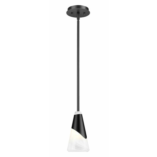 Z-Lite Z-Lite Aimie Matte Black Mini-Pendant Light with Conical Shade 828P6-ROD-MB