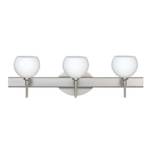 Modern Bathroom Light White Glass Satin Nickel by Besa Lighting
