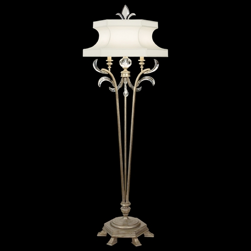 Fine Art Lamps Beveled Arcs Silver Leaf Floor Lamp with Hexagon Shade