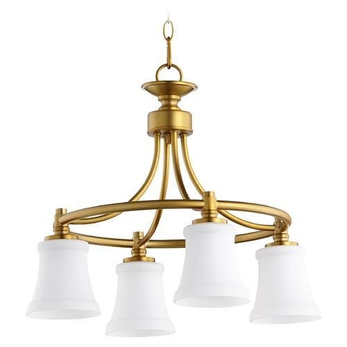 Quorum Lighting Rossington Aged Brass Chandelier by Quorum Lighting 6422-4-80