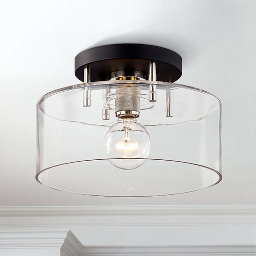 Bergamot Station 12.25-Inch Carbide Black & Polished Nickel Semi-Flush Mount by Troy Lighting